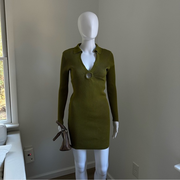 Ribbed Green Mini Dress (size M) - Picture 3 of 8